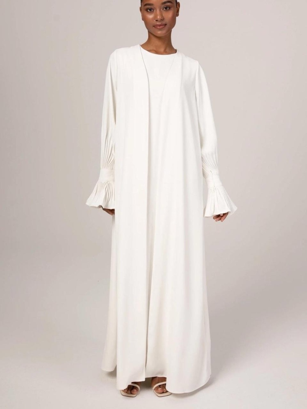 Cinched Sleeve Open Abaya